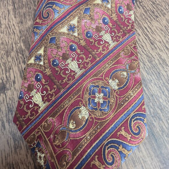 Graham Lockwood Tie Silk Red Colorful Gift Preppy Rococo Ornate Artsy Corpcore - Picture 5 of 12
